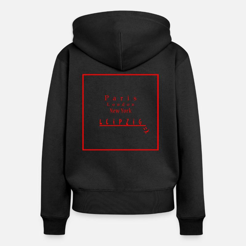 Leipzig LE2 - Frauen Premium Bio Zip Hoodie - Schwarz