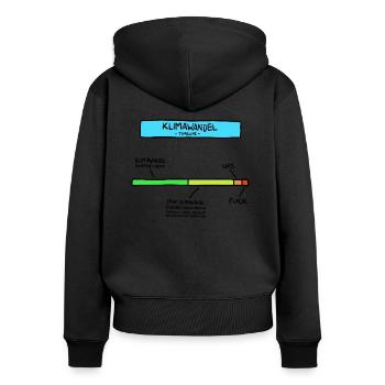 Klimawandel Satire - Frauen Premium Bio Zip Hoodie - Schwarz - Hinten - Julia (174cm)