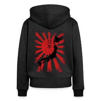 Japon - Sweat à capuche zippé Premium bio Femme - noir - Dos - Julia (174cm)