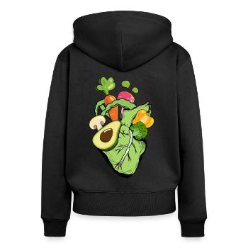 Coeur végétalien - Sweat à capuche zippé Premium bio Femme - noir - Dos - Julia (174cm)