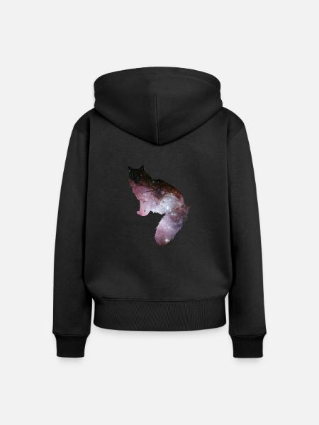 Katze Galaxie 2 - Frauen Premium Bio Zip Hoodie - Schwarz