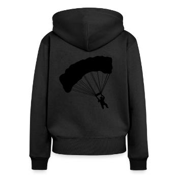 Fallschirmspringen Fallschirmsprung Fallschirm - Frauen Premium Bio Zip Hoodie - Schwarz - Hinten - Julia (174cm)