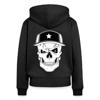 Skull Skater - Sweat à capuche zippé Premium bio Femme - noir - Dos - Julia (174cm)