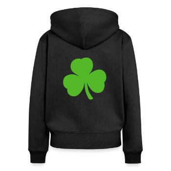 Clover Three-leaf clover lucky clover New Year - Women's Premium Organic Zip Hoodie - black - Back - Julia (174cm)