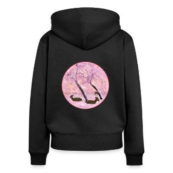 Japanese cherry blossoms woman - Women's Premium Organic Zip Hoodie - black - Back - Julia (174cm)