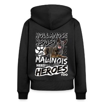 Holländischer Schäferhund – Schäferhund Spruch - Frauen Premium Bio Zip Hoodie - Schwarz - Hinten - Julia (174cm)