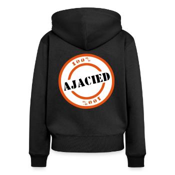 Ajacied - Sweat à capuche zippé Premium bio Femme - noir - Dos - Julia (174cm)