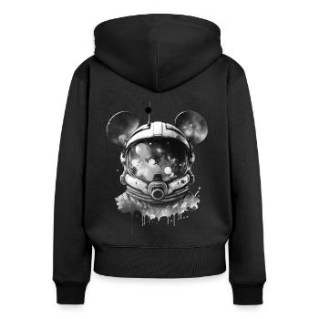 Astronaut Maus, Helm, Raumanzug, Weltraum, Space - Frauen Premium Bio Zip Hoodie - Schwarz - Hinten - Julia (174cm)