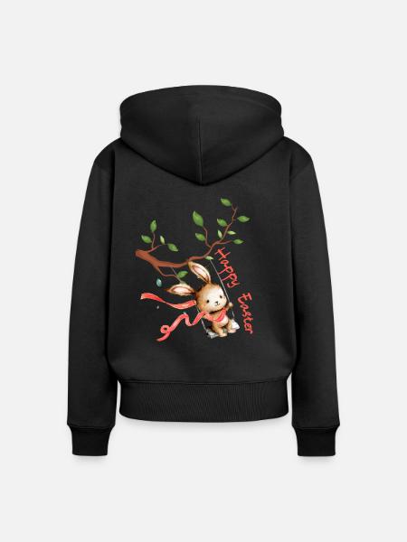 Easter Bunny - Frauen Premium Bio Zip Hoodie - Schwarz