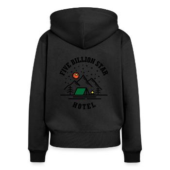 Camping Design Camping Hotel im Zelt-Design - Frauen Premium Bio Zip Hoodie - Schwarz - Hinten - Julia (174cm)