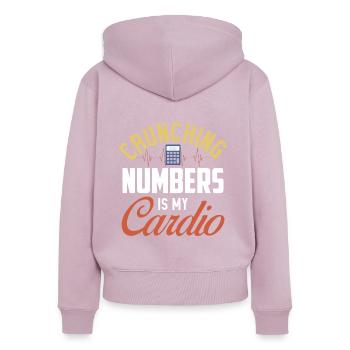 Le nombre croquant est mon cardio - cadeau drôle - Sweat à capuche zippé Premium bio Femme - rose poudré - Dos - Julia (174cm)
