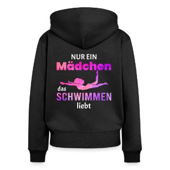 Mädchen das Schwimmen liebt Schwimmer Schwimmerin - Frauen Premium Bio Zip Hoodie - Schwarz - Hinten - Julia (174cm)