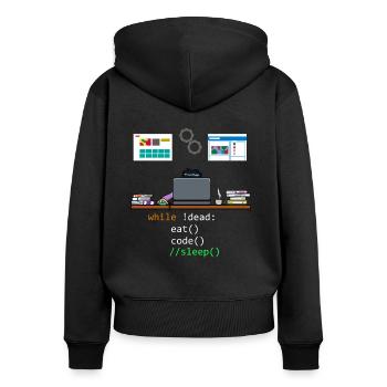 Programmeur développeur informatique - Sweat à capuche zippé Premium bio Femme - noir - Dos - Julia (174cm)