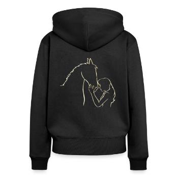 Pferde Mädchen Pferd Reiten Reiter Reitsport - Frauen Premium Bio Zip Hoodie - Schwarz - Hinten - Julia (174cm)
