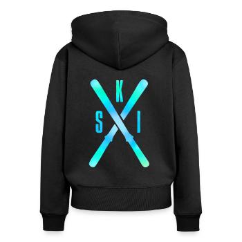 ski skifahren skiing blau - Frauen Premium Bio Zip Hoodie - Schwarz - Hinten - Julia (174cm)