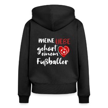 Spielerfrau eines Fussballers - Frauen Premium Bio Zip Hoodie - Schwarz - Hinten - Julia (174cm)