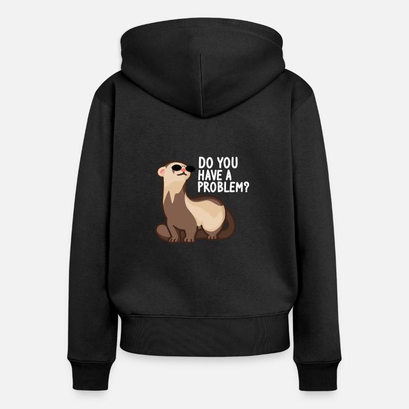 Ferret weasel illerälskare - problem? - Ekologisk premiumluvjacka dam - svart