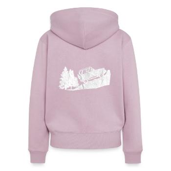 Offroad Geländewagen 4x4 Allrad erklimmt Berg - Frauen Premium Bio Zip Hoodie - Altrosa - Hinten - Julia (174cm)