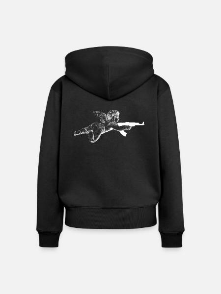 Engel mit AK-47 - Frauen Premium Bio Zip Hoodie - Schwarz