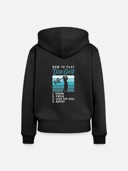 Disc Golf Retro - Frauen Premium Bio Zip Hoodie - Schwarz