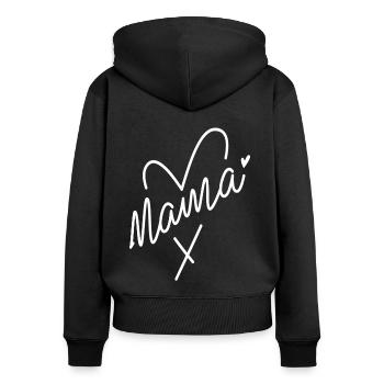 Mama Motiv | Geschenkidee zum Muttertag - Frauen Premium Bio Zip Hoodie - Schwarz - Hinten - Julia (174cm)