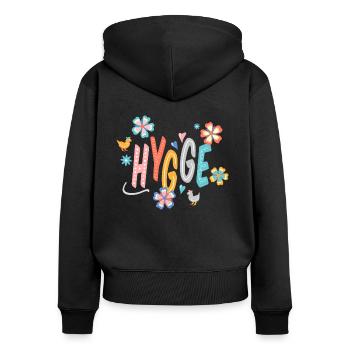 Hygge - Sweat à capuche zippé Premium bio Femme - noir - Dos - Julia (174cm)