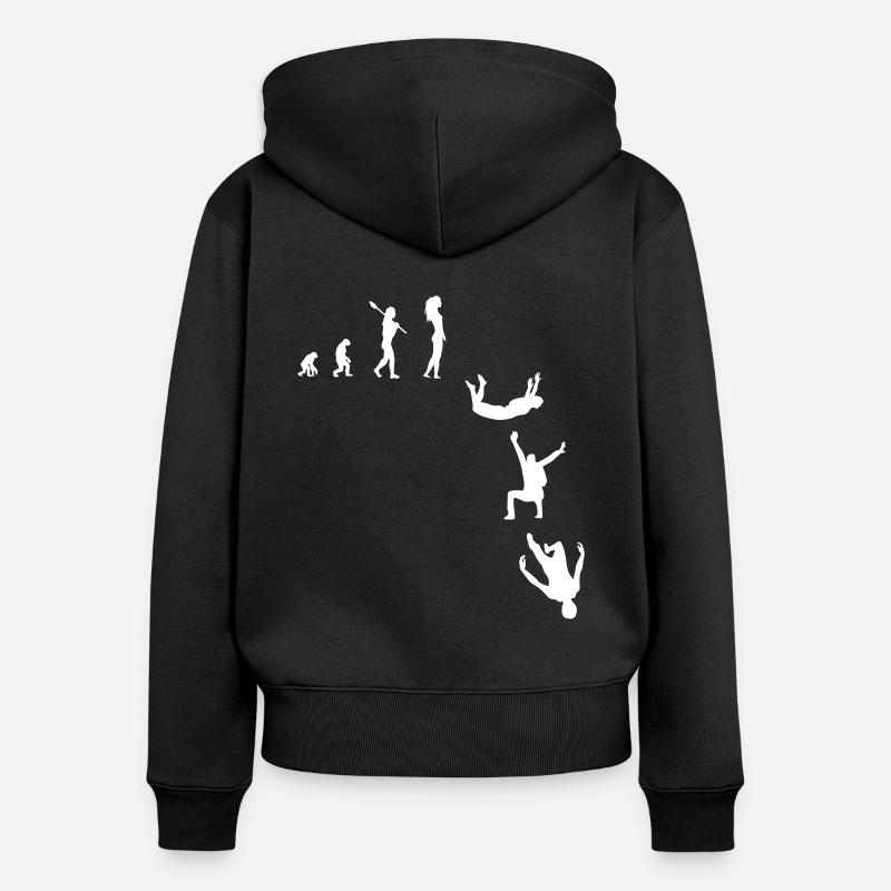 Skydive Evolution Woman Freefly Sitfly Headdown - Frauen Premium Bio Zip Hoodie - Schwarz