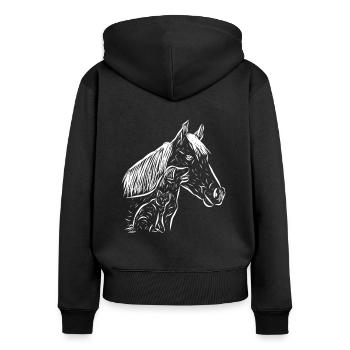 Cheval, chien et chat - Sweat à capuche zippé Premium bio Femme - noir - Dos - Julia (174cm)