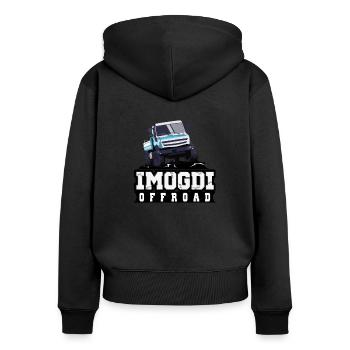 Unimog Gelände-LKW - Frauen Premium Bio Zip Hoodie - Schwarz - Hinten - Julia (174cm)