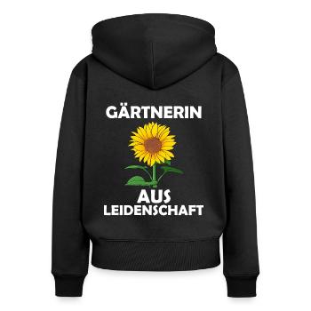 Gärtnerin aus leidenschaft - Frauen Premium Bio Zip Hoodie - Schwarz - Hinten - Julia (174cm)