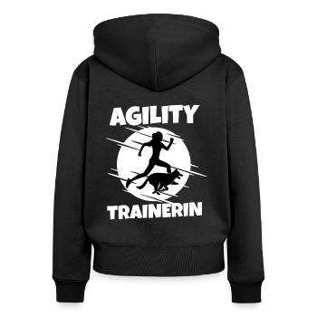 Agility Trainerin Hundesport - Frauen Premium Bio Zip Hoodie - Schwarz - Hinten - Julia (174cm)