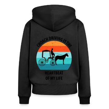 Calèche de cocher Calèche tirée par des chevaux Calèche - Sweat à capuche zippé Premium bio Femme - noir - Dos - Julia (174cm)