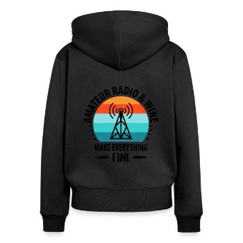 Amateur Radio Radio Radio Radio Radio Amateur Vintage - Women's Premium Organic Zip Hoodie - black - Back - Julia (174cm)