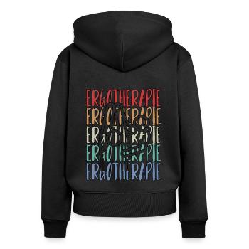 ERGOTHERAPEUTIN ERGOTHERAPIE - Frauen Premium Bio Zip Hoodie - Schwarz - Hinten - Julia (174cm)
