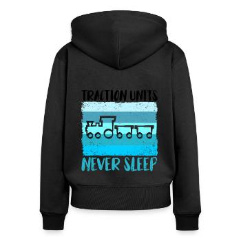 Train train train conducteurs de train - Sweat à capuche zippé Premium bio Femme - noir - Dos - Julia (174cm)