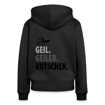 Kutscher Kutsche Pferdekutscher Kutschieren - Frauen Premium Bio Zip Hoodie - Schwarz - Hinten - Julia (174cm)