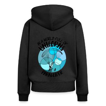Paragliding Gleitschirm Paragleiter Paraglider - Frauen Premium Bio Zip Hoodie - Schwarz - Hinten - Julia (174cm)