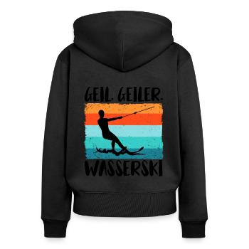 Wasserskier Wasserski Wasserskifahrer - Frauen Premium Bio Zip Hoodie - Schwarz - Hinten - Julia (174cm)