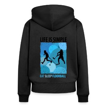 Floorball Unihockey Feldhockey Hallenhockey - Frauen Premium Bio Zip Hoodie - Schwarz - Hinten - Julia (174cm)