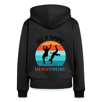 Capoeira - Sweat à capuche zippé Premium bio Femme - noir - Dos - Julia (174cm)