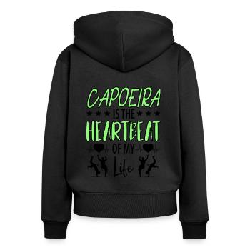 Capoeira - Sweat à capuche zippé Premium bio Femme - noir - Dos - Julia (174cm)