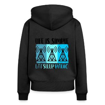 Amateur Radio Radio Radio Radio Radio Amateur Vintage - Sweat à capuche zippé Premium bio Femme - noir - Dos - Julia (174cm)