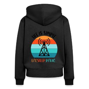 Amateur Radio Radio Radio Radio Radio Amateur Vintage - Sweat à capuche zippé Premium bio Femme - noir - Dos - Julia (174cm)