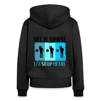 Boule Petanque Boccia Boules - Frauen Premium Bio Zip Hoodie - Schwarz - Hinten - Julia (174cm)