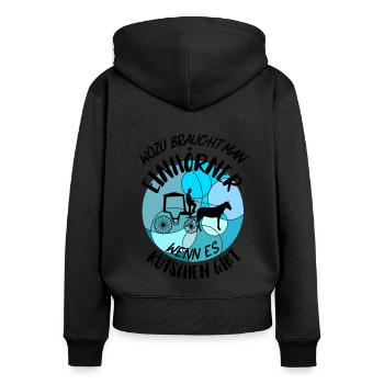 Kutscher Kutsche Pferdekutscher Kutschieren - Frauen Premium Bio Zip Hoodie - Schwarz - Hinten - Julia (174cm)