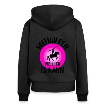 Pferde Pferd Voltigierer Voltigieren Volti Vintage - Frauen Premium Bio Zip Hoodie - Schwarz - Hinten - Julia (174cm)