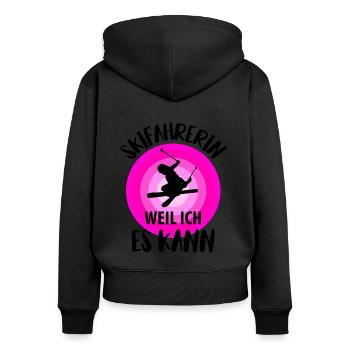 Ski Skifahren Skifahrerin Skiurlaub Skier Damen - Frauen Premium Bio Zip Hoodie - Schwarz - Hinten - Julia (174cm)
