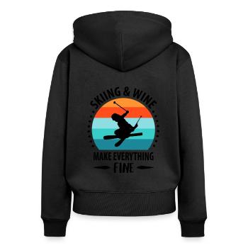 Ski ski Skieurs Vacances au ski - Sweat à capuche zippé Premium bio Femme - noir - Dos - Julia (174cm)