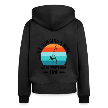 Escalade sur glace Escalade sur glace Piolets Alpinisme - Sweat à capuche zippé Premium bio Femme - noir - Dos - Julia (174cm)