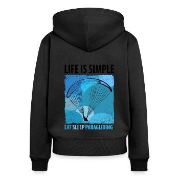 Paragliding Gleitschirm Paragleiter Paraglider - Frauen Premium Bio Zip Hoodie - Schwarz - Hinten - Julia (174cm)